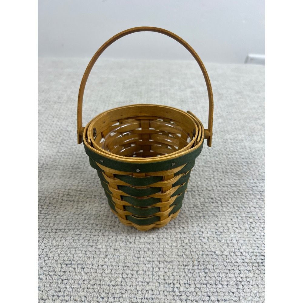 Longaberger 2007 Tree Trimming‎ Miniature Basket with Protector Green Accent